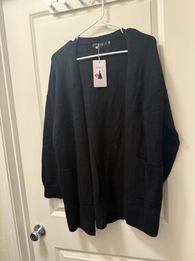 Zesica Black Open-Front Women's Cardigan Sweater